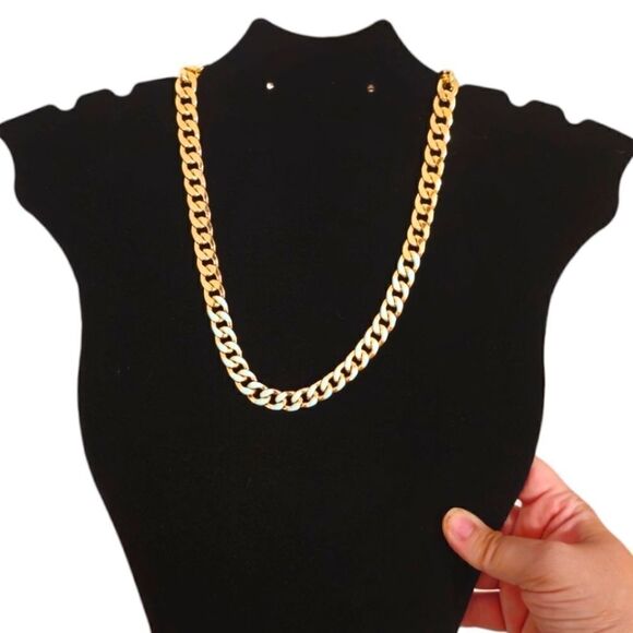 Reversible Touch of Blue Gold-tone Curb Chain Necklace - Picture 13 of 15